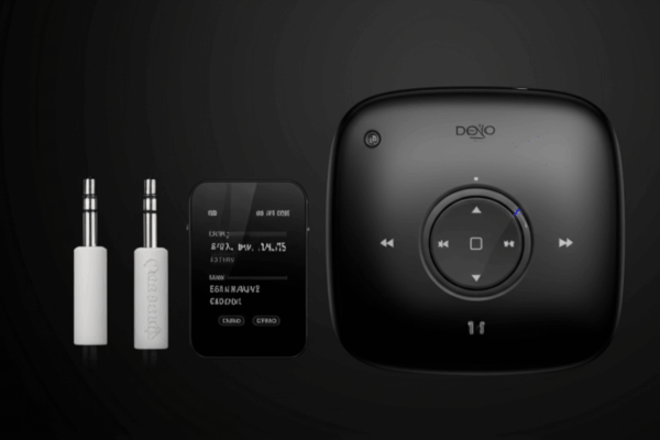 Uncovering the Mystery of the MP3 Player, Here’s How It Works! Sebuah pemutar MP3 portabel berwarna hitam dengan kontrol sentuh melingkar di bagian tengah, ditemani oleh dua konektor audio 3.5mm berwarna putih dan perangkat kecil lainnya dengan layar