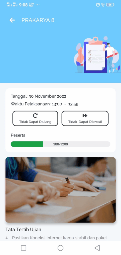 Company Profile dan Ujian Online - Mulai Ujian - Mobile