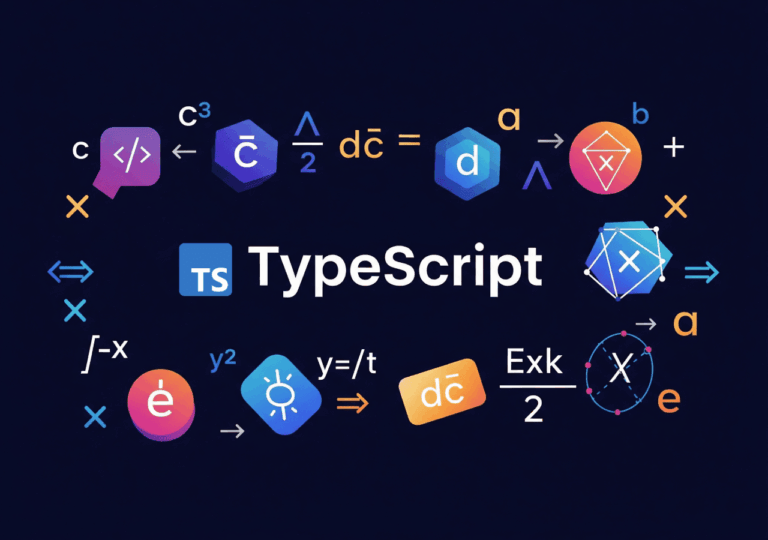 Representasi visual TypeScript Utility Types yang memanipulasi tipe data